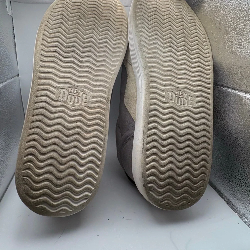Hey Dude Hudson M Canvas Light Grey Men Sneakers Low Top Slip On Shoes Size 14